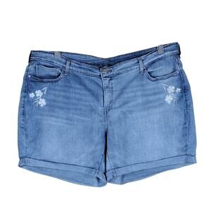 Levi Strauss Women’s 24W Light Blue Floral Embroidered Stretch Denim Jean Shorts